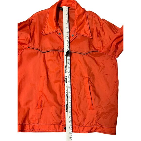 70s 80's Weathercaster Orange Nylon WindBreaker Jacket Large USA Vtg Streetwear - Picture 7 of 10
